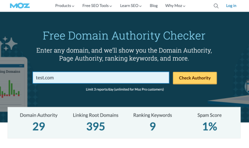 Domain Authority, Check your Domain Score