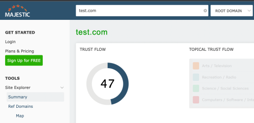 Majestic, check your domain citation flow and trust flow
